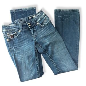 Miss Me Jeans Size 26 Bootcut Lace Embellished Low Rise Stretch Denim